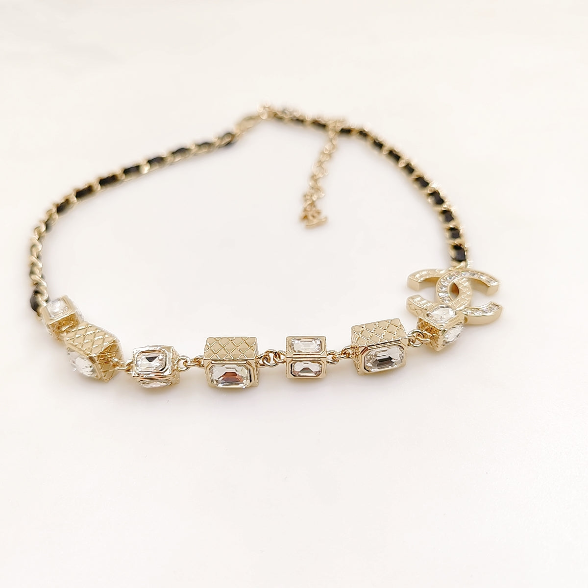 18K Chanel Square Crystal Choker Necklace