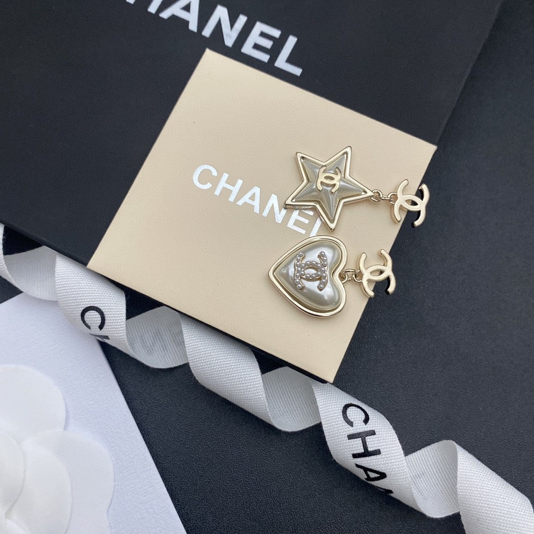 18K Chanel Heart & Star Earrings