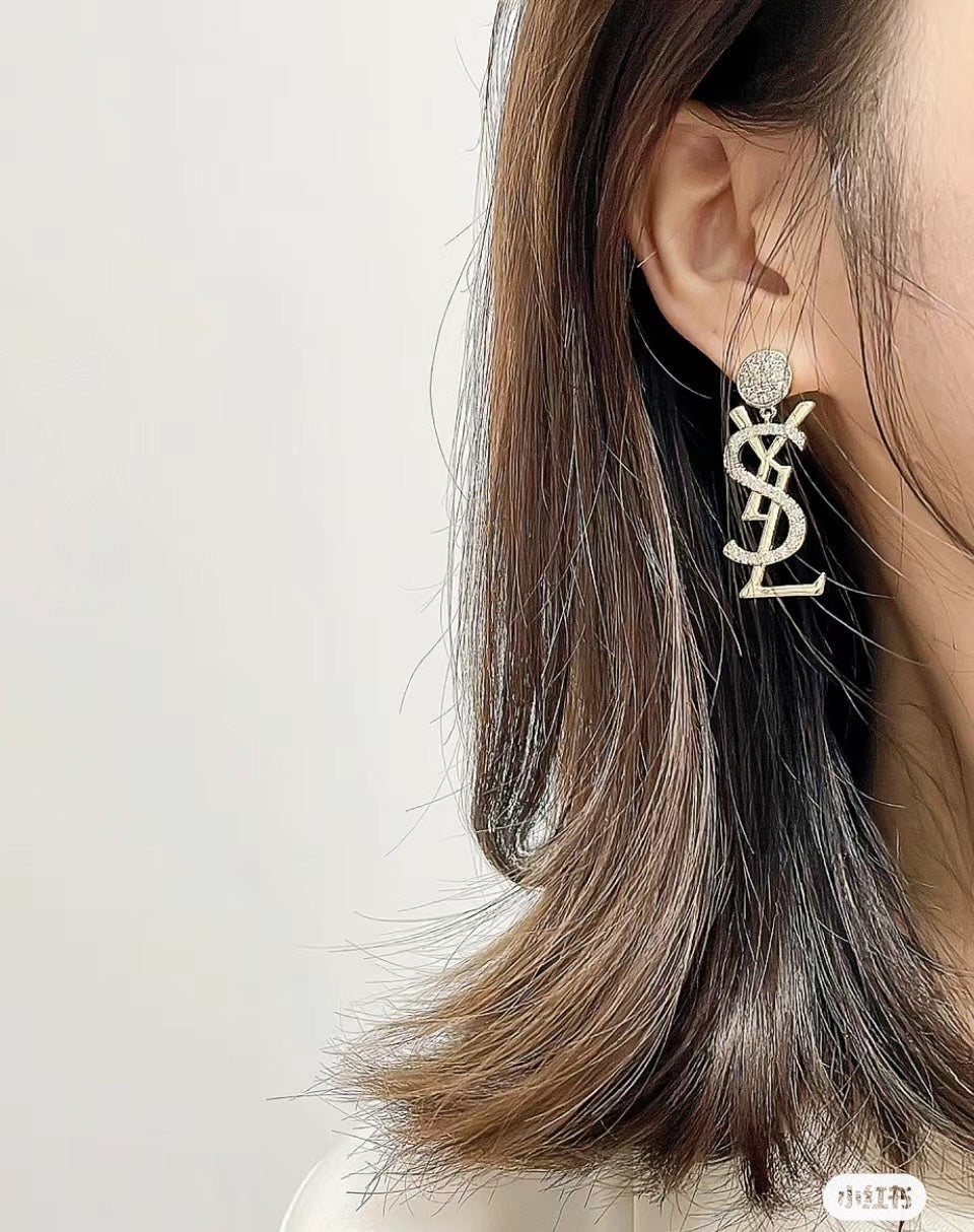 18K Saint Laurent YSL Diamonds Earrings