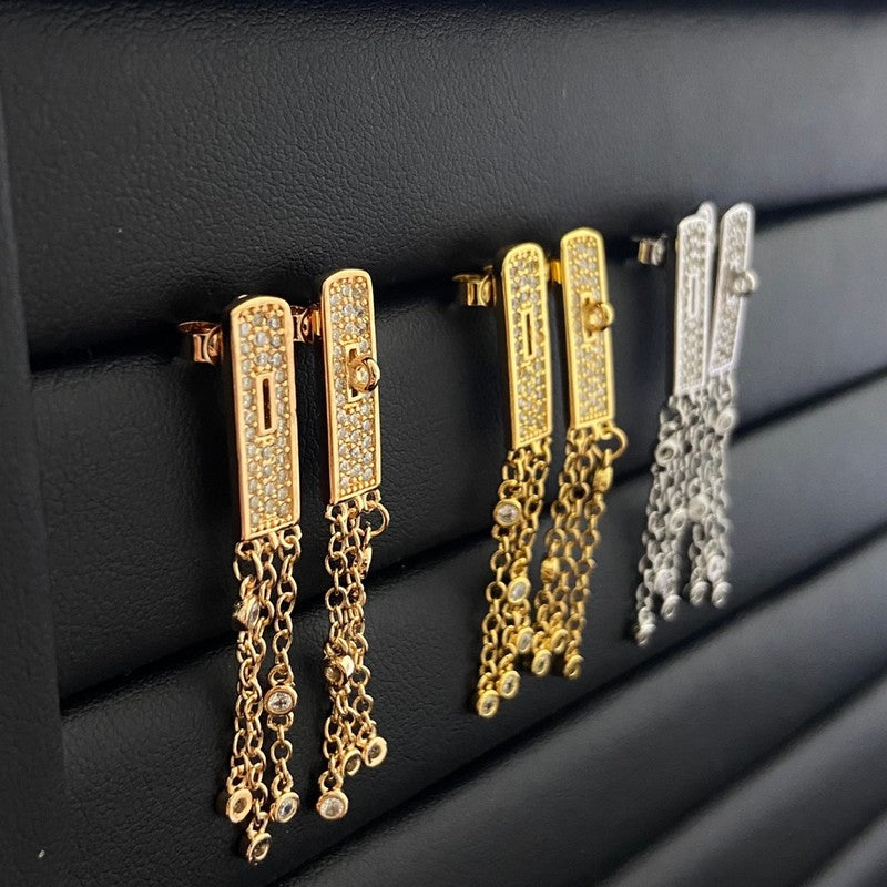 18K Hermès Kelly Gavroche Full Diamond Earrings