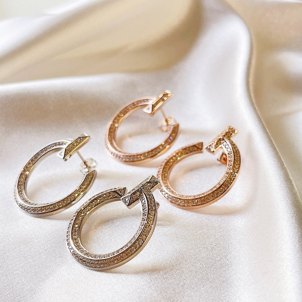 18K Tiffany & Co. T1 Open Hoop Rose Gold Earrings