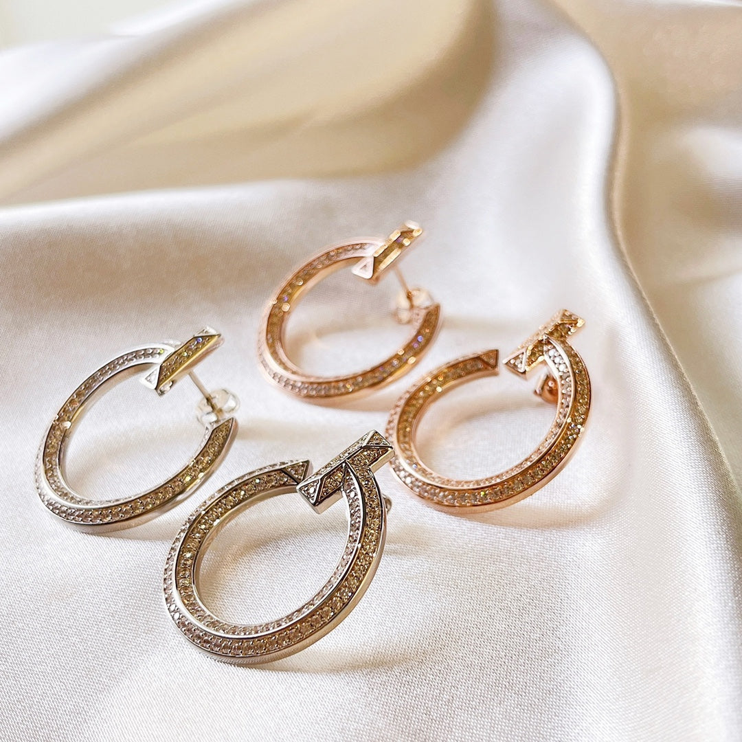 18K Tiffany & Co. T1 Open Hoop Rose Gold Earrings
