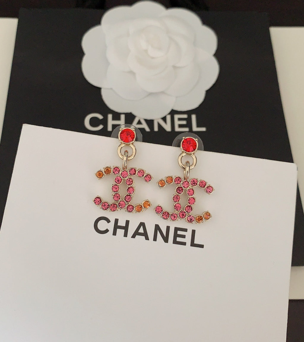 18K Chanel Pink Crystals Earrings