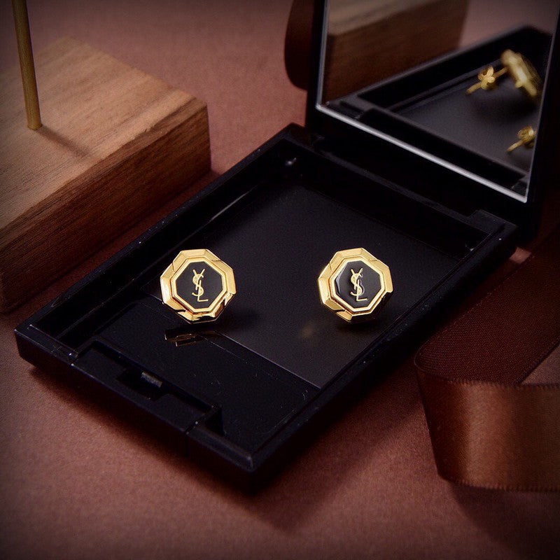 18K Saint Laurent YSL Gold Earrings