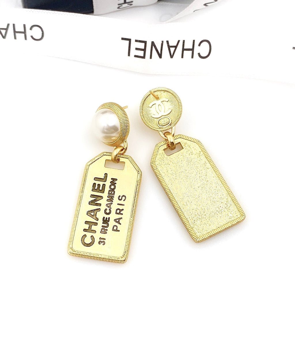 18K Chanel Paris Pearl Earrings
