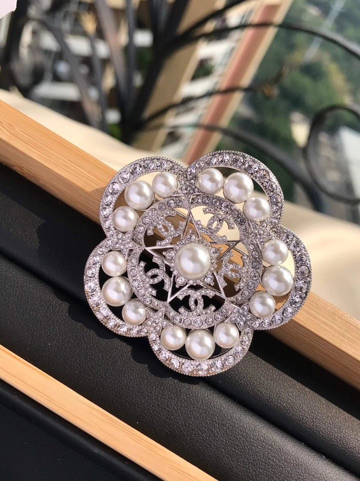18K Chanel Camellia Pearls Brooch