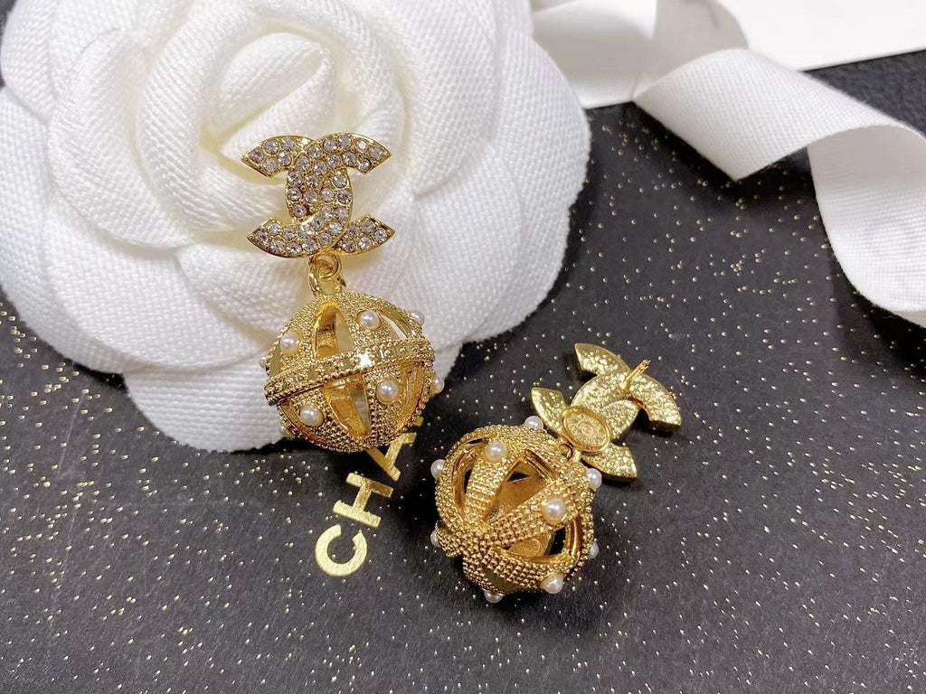 18K Chanel Ball Drop Earrings