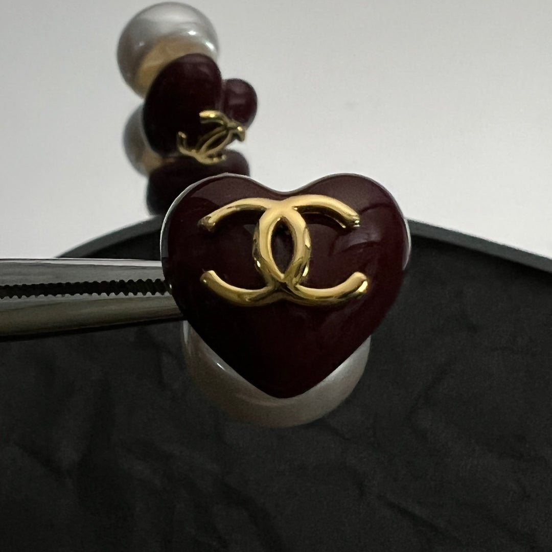 18K Chanel Red Heart Earrings