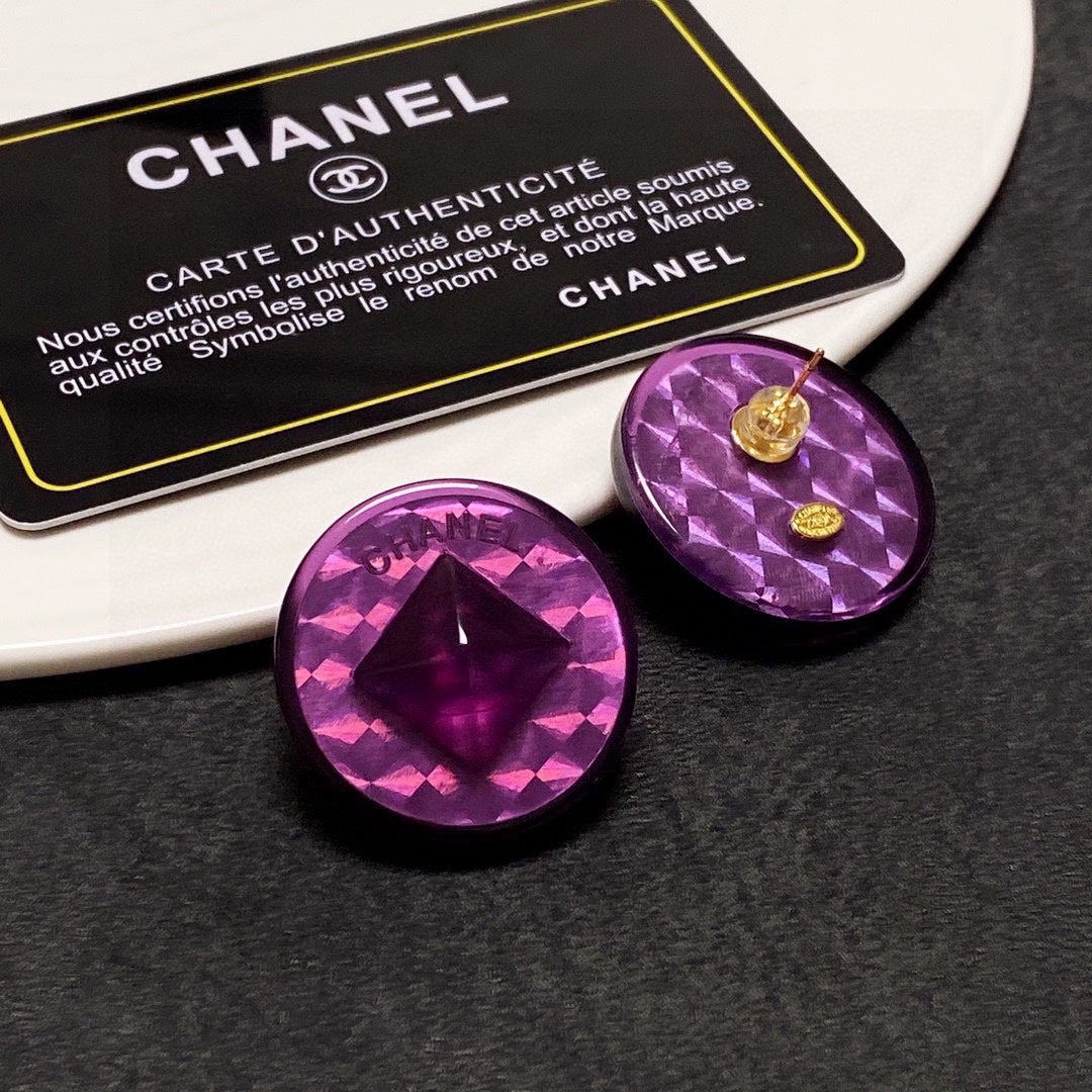 18K Vintage Chanel Purple Earrings