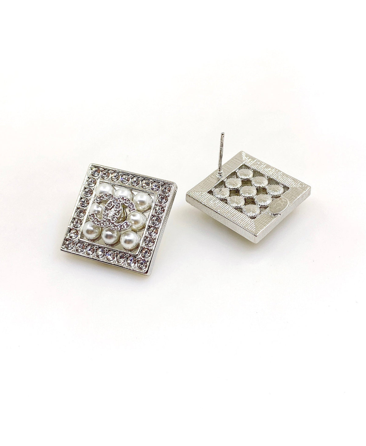 18K Chanel Square Diamond Earrings