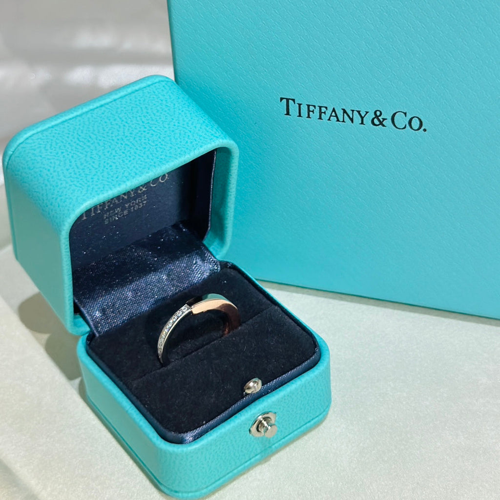 18K Tiffany & Co. Lock Diamond Rose Gold Ring