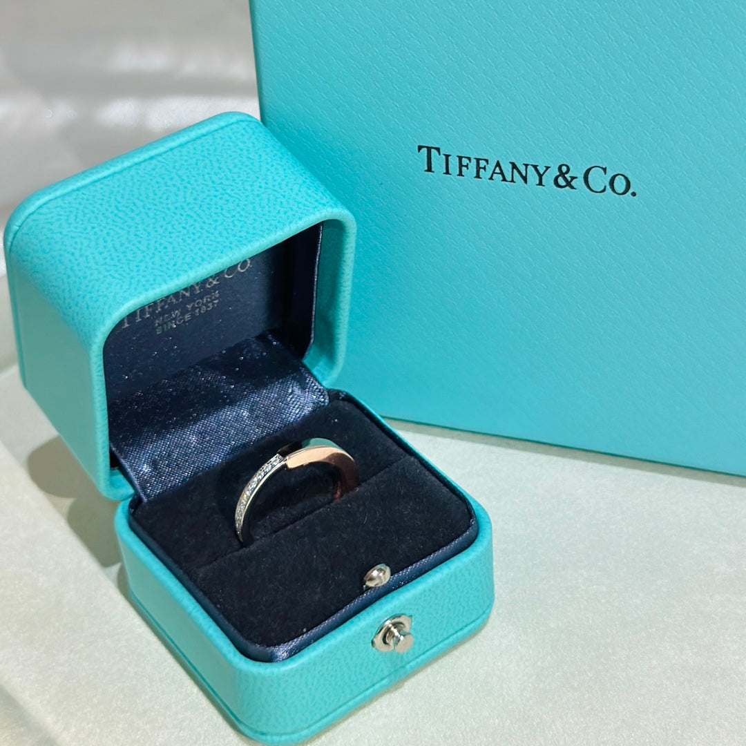 18K Tiffany & Co. Lock Diamond Rose Gold Ring