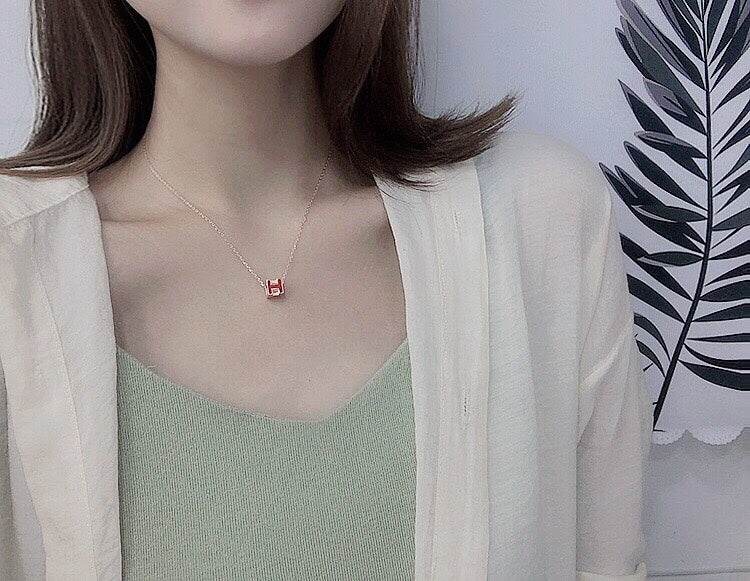18K Cage D'H White Hermès Necklace
