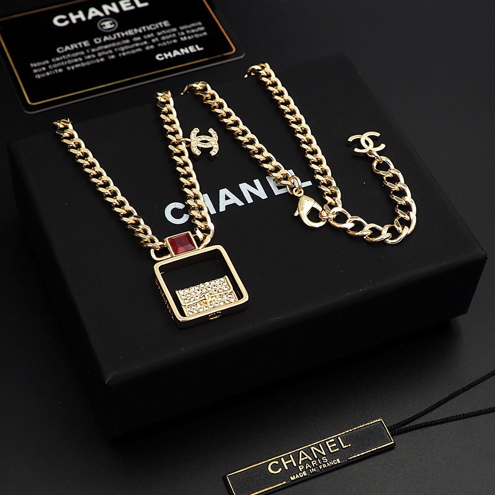 18K Chanel Red Bag Pendant Necklace