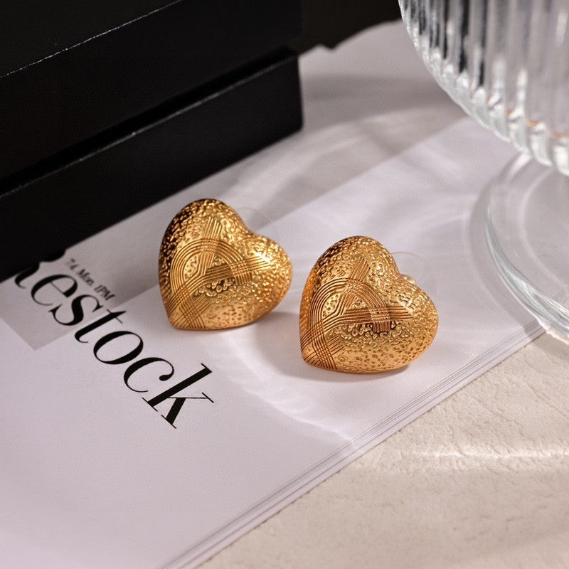 18K Saint Laurent YSL Heart Earrings