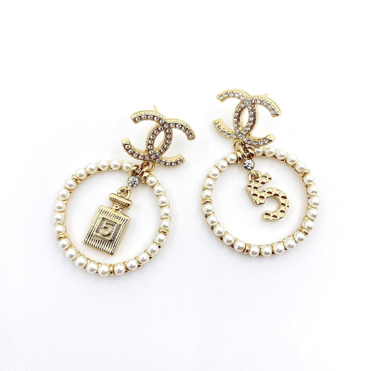18K Chanel No.5 Perfume Bottle Earrings