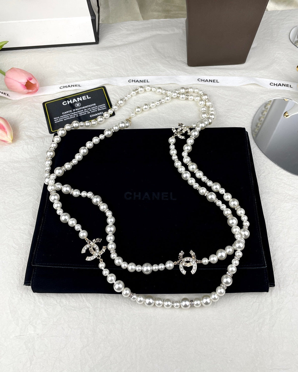 18K Chanel Pearls Long Necklace