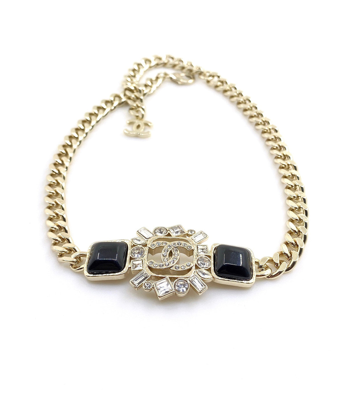 18K Chanel Black Crystals Chain Necklace