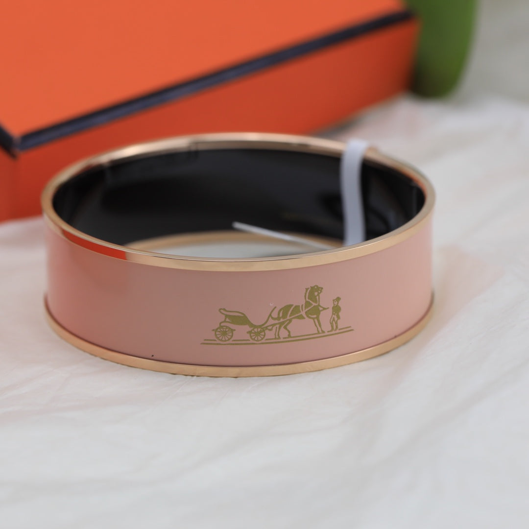 18K Enamel Cal¨¨che Wide Bangle Hermès Bracelet