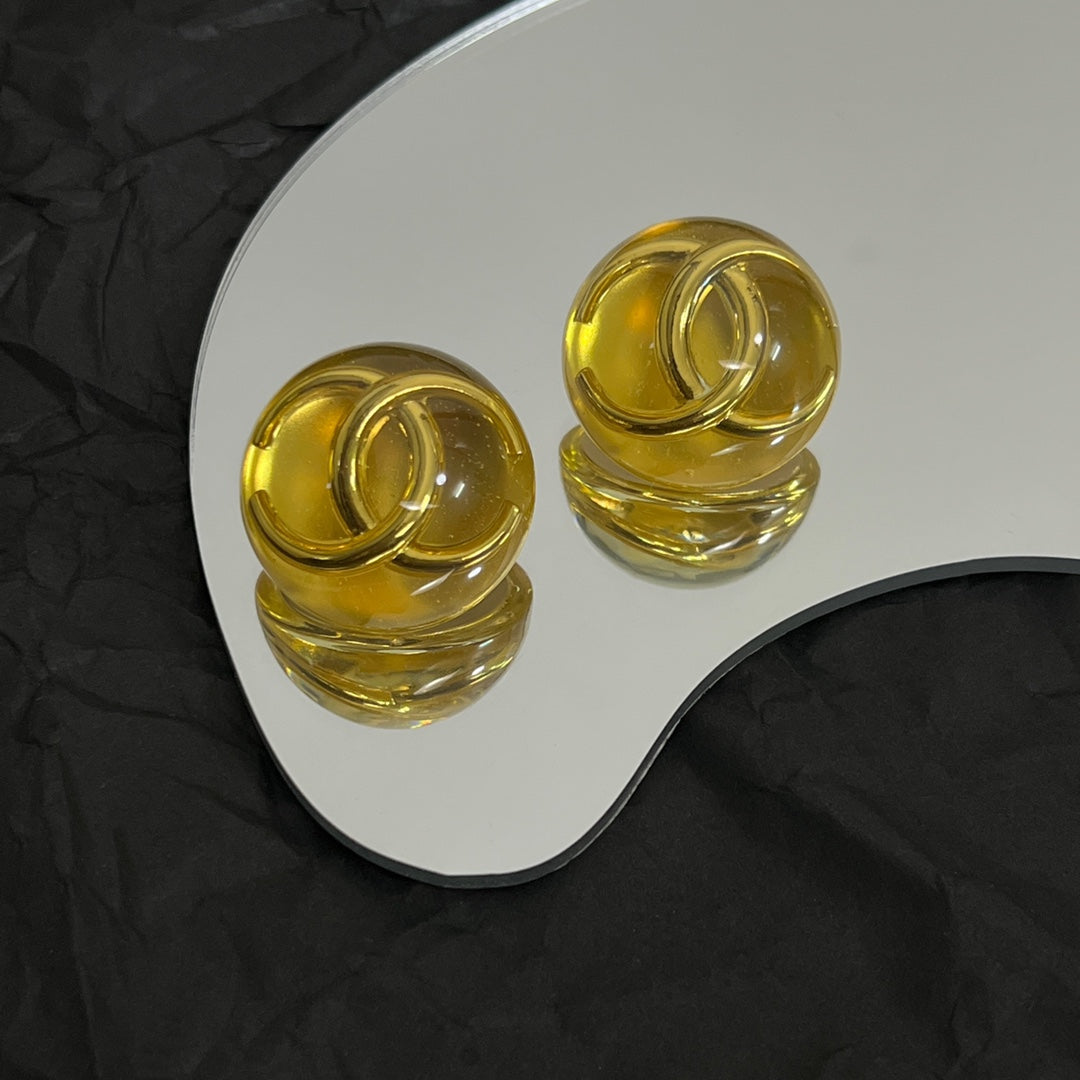 18K Vintage Chanel Yellow Crystal Earrings