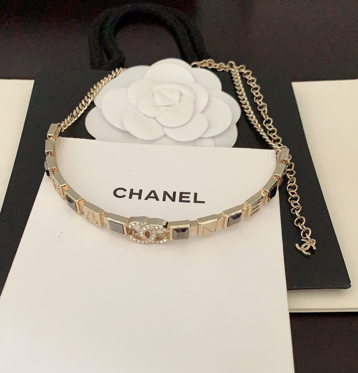 18K Chanel Gray Crystals Necklace