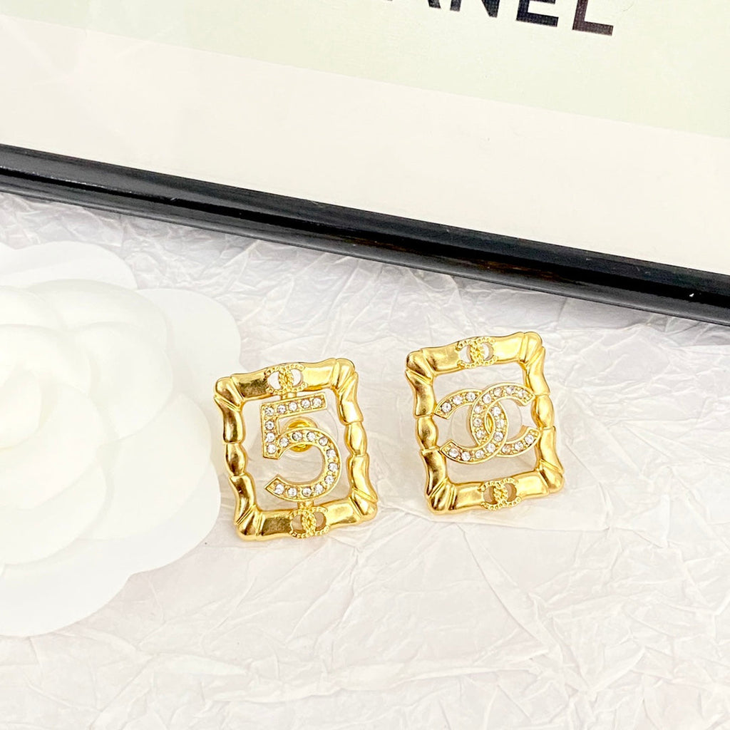 18K Chanel No.5 Square Diamond Earrings