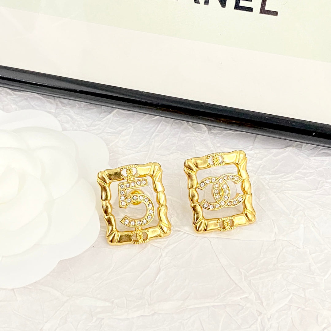 18K Chanel No.5 Square Diamond Earrings
