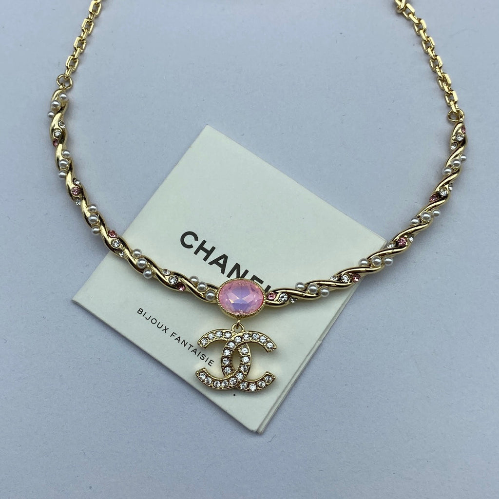 18K Chanel Pink Crystal Necklace