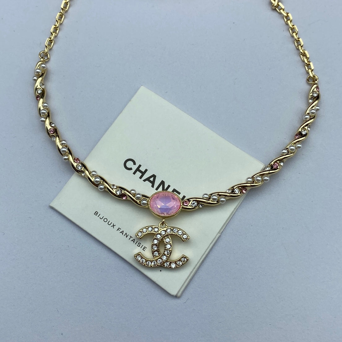 18K Chanel Pink Crystal Necklace