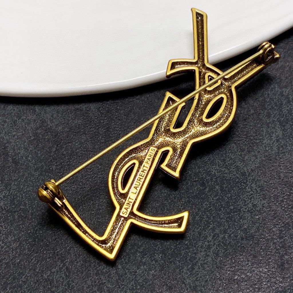18K Saint Laurent YSL Classic Brooch