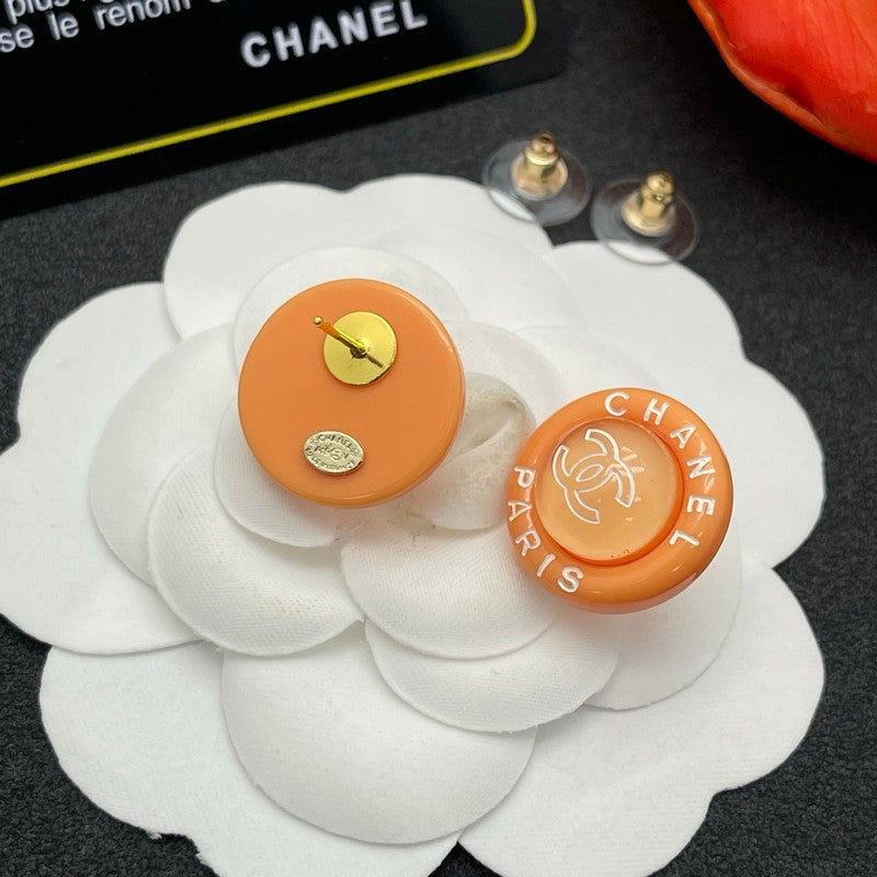 18K Chanel Orange Round Earrings