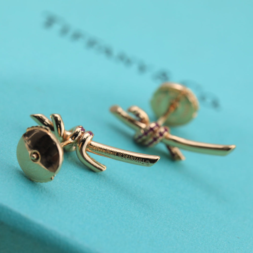 18K Tiffany & Co. Knot Pink Diamonds Earrings