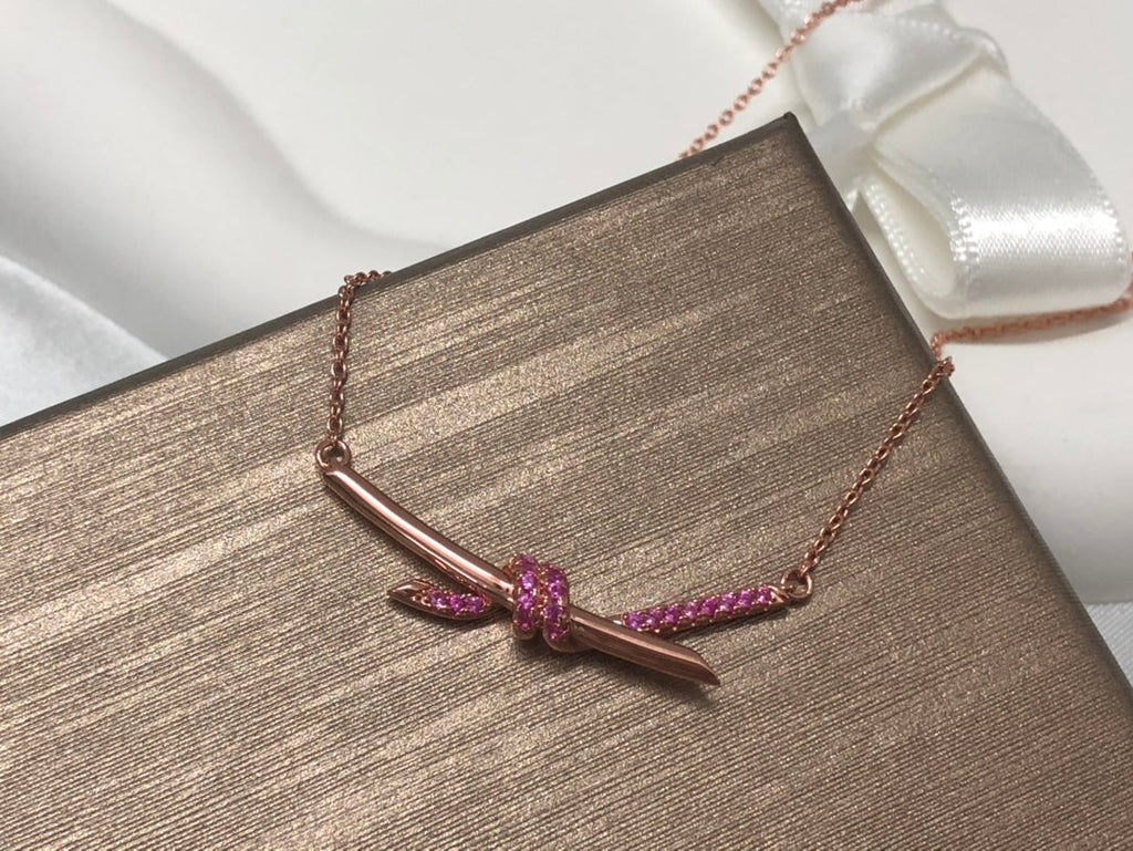 18K Tiffany & Co. Knot Pendant Diamond Necklace