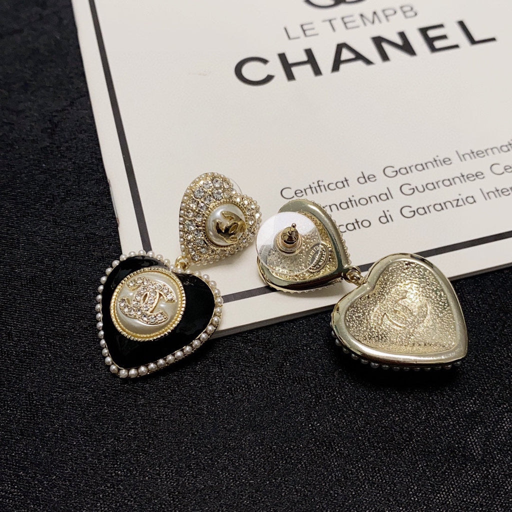 18K Chanel Black Heart Earrings