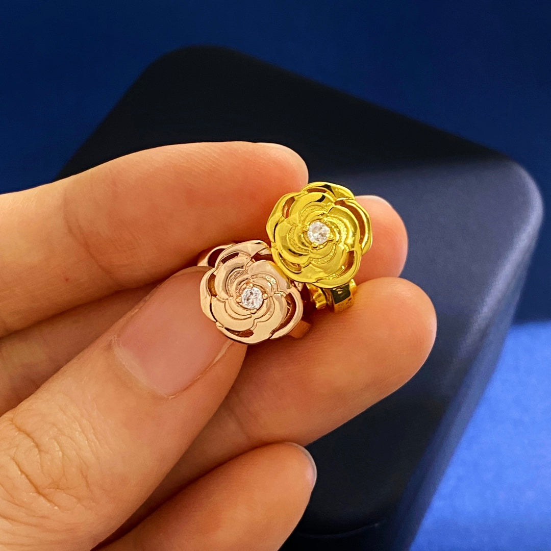 18K Chanel Camellia Earrings