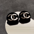 18K Chanel Black Resin Crystals Earrings