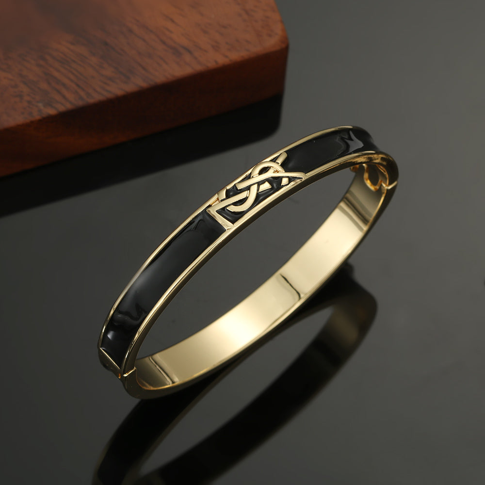 18K Saint Laurent YSL Black Bracelet