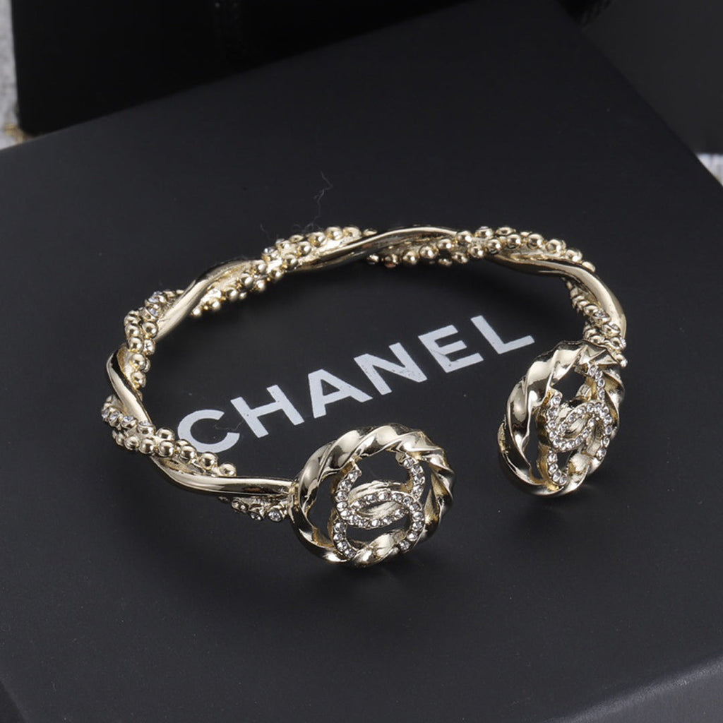 18K Double Chanel Open Bracelet