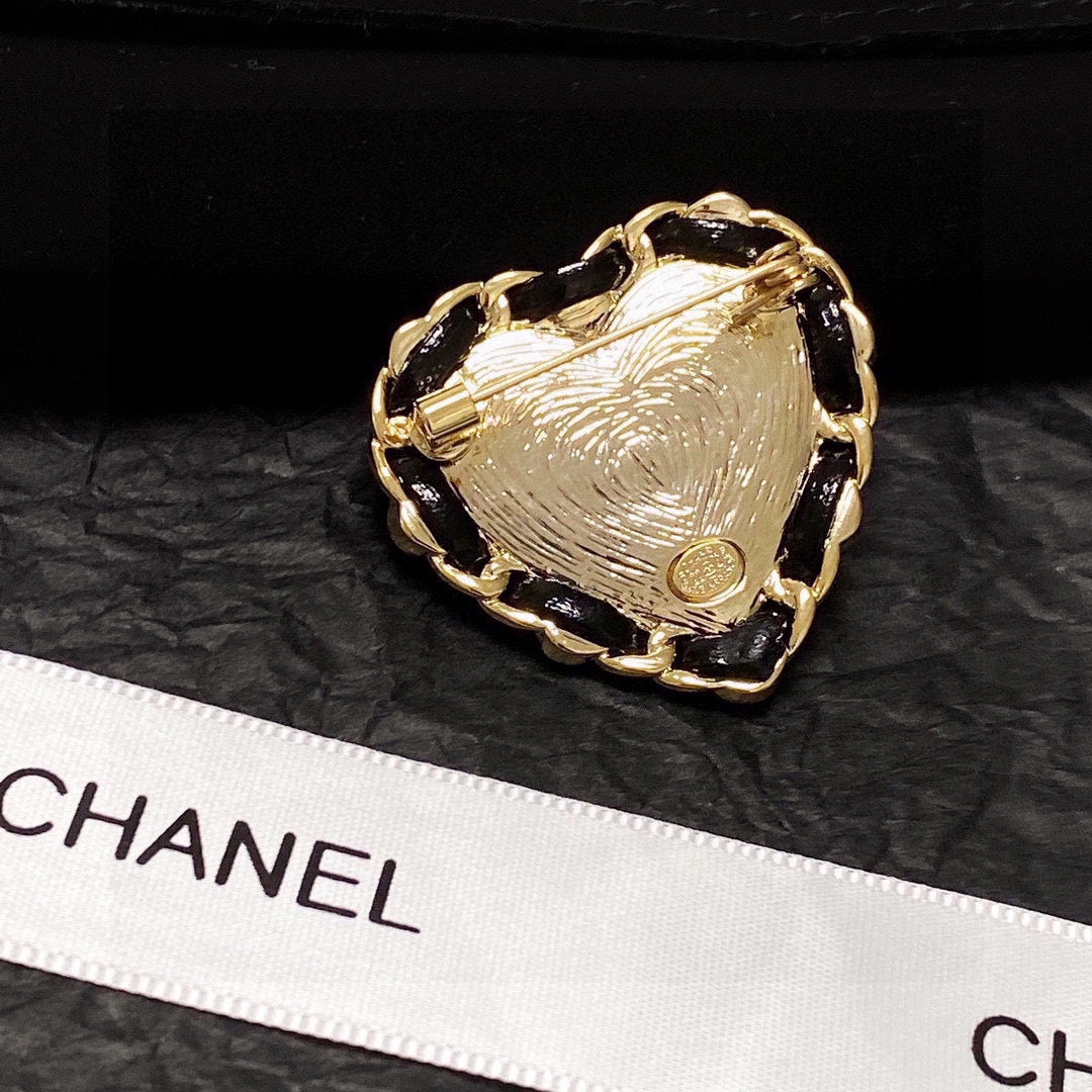 18K Chanel Red Crystal Heart Brooch