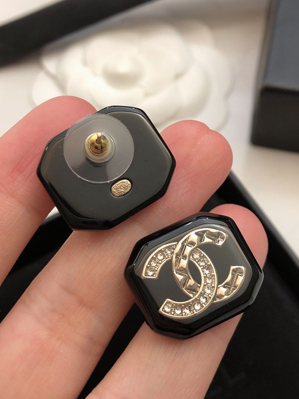 18K Chanel Resin Earrings