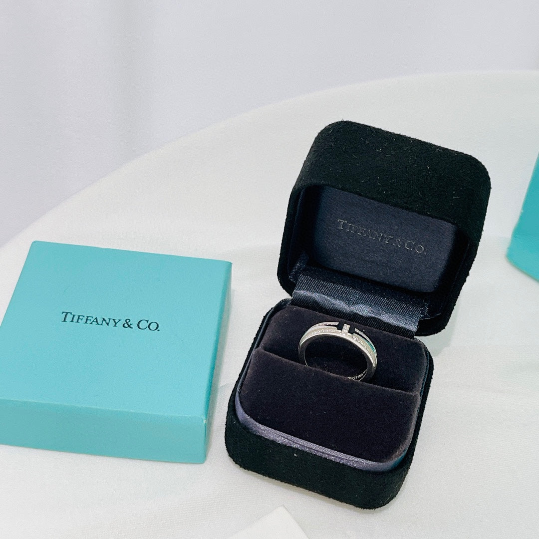 18K Tiffany & Co. Narrow Pave Diamond Ring