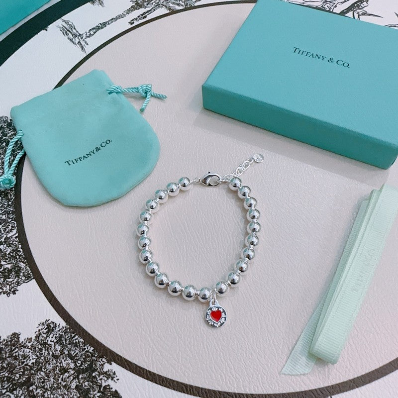 18K Return to Tiffany & Co. Red Heart Bead Bracelet