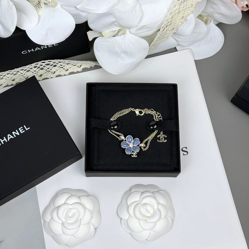 18K Chanel 26C Blue Flower Diamond Bracelet