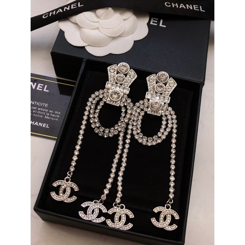 18K Chanel Tassel Crystal Earrings