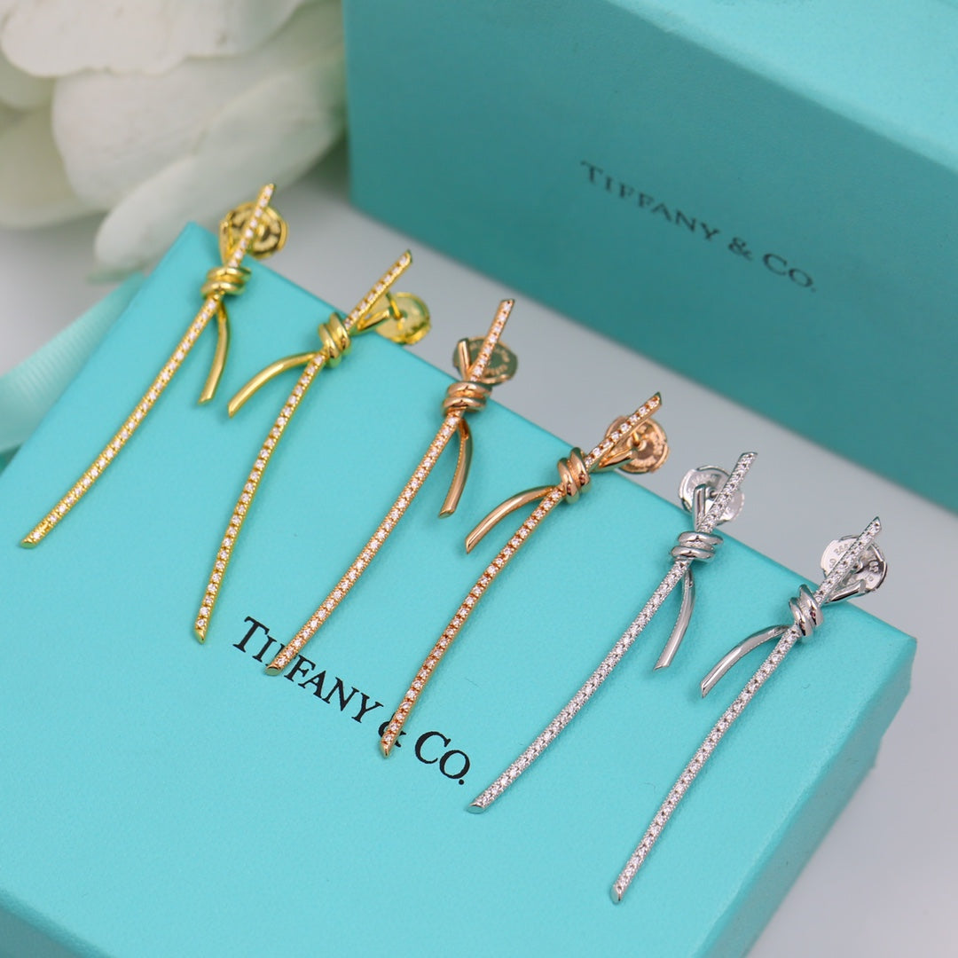 18K Tiffany & Co. Knot Drop Diamonds Earrings