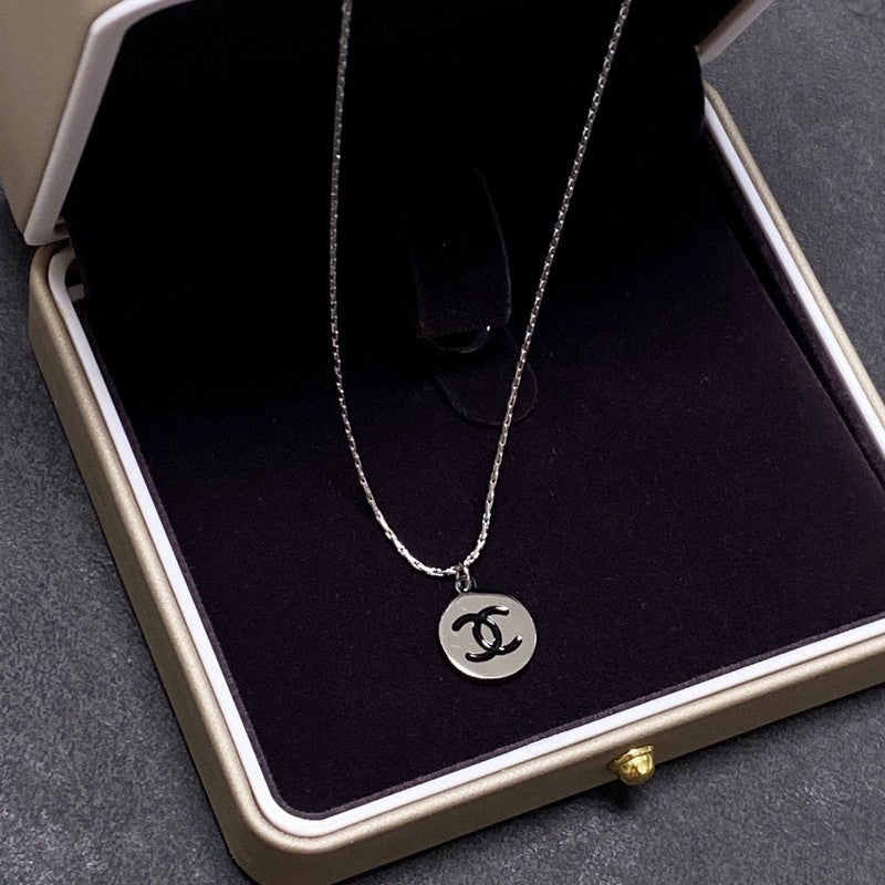 18K Chanel Round Logo Necklace