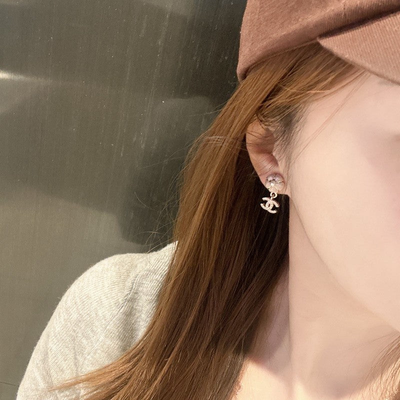 18K Chanel 26C Pink Camellia Diamond Earrings