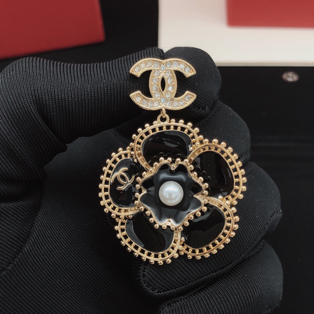 18K Chanel Camellia Diamond Earrings