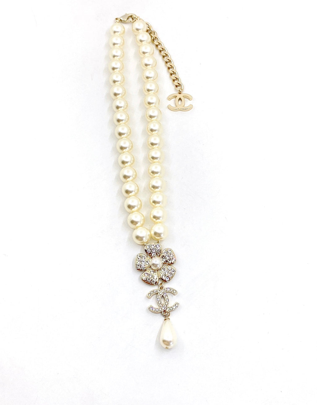 18K Chanel Pearls Chain Choker Necklace