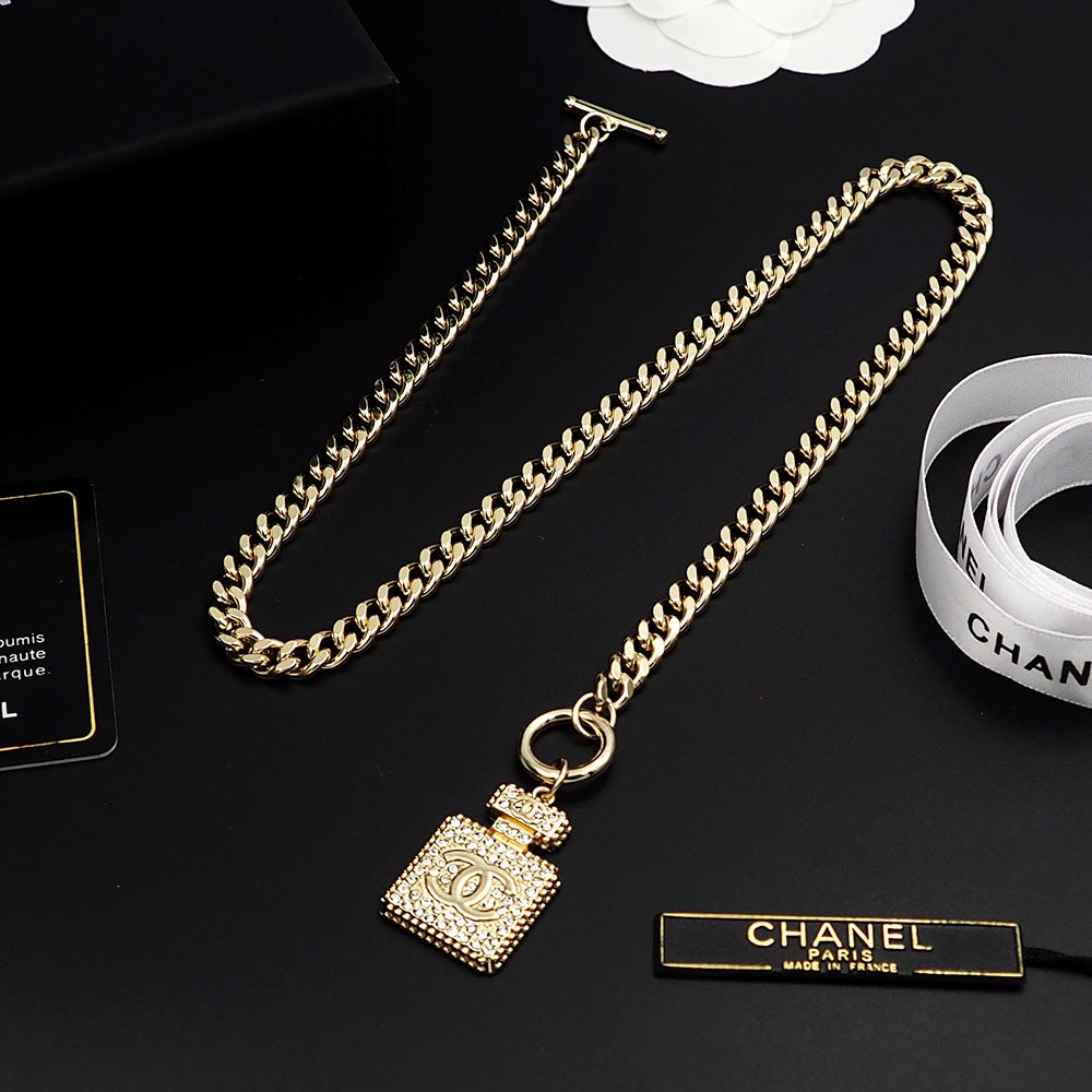 18K Chanel Diamond Perfume Bottle Pendant Necklace